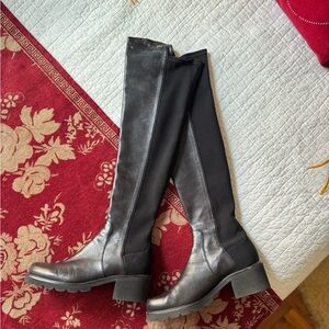 Stylish Black Leather Knee-High Boots